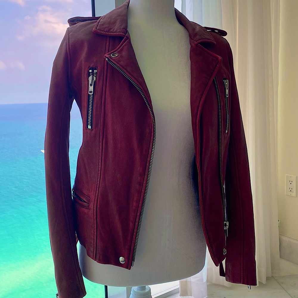 Iro red burgundy leather jacket
